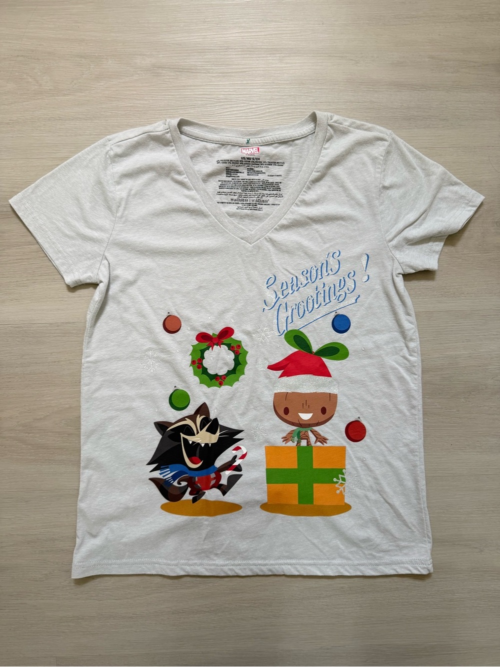 Disney Marvel Off-White 'Season's Grootings!' Short sleeves Graphic Tee
